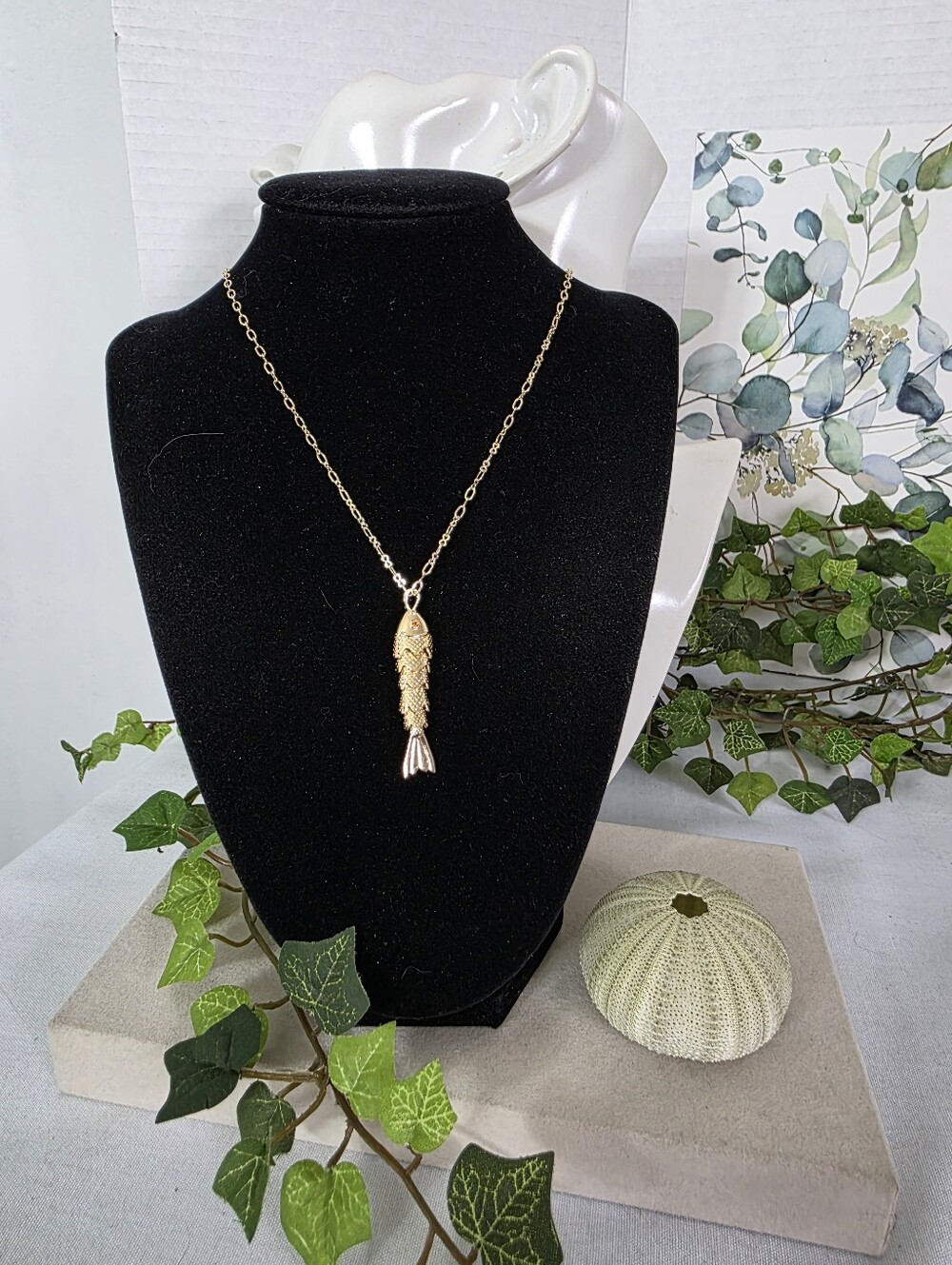 ​Gold-Filled Articulated Fish Pendant Necklace - 20" Chain - Statement Piece